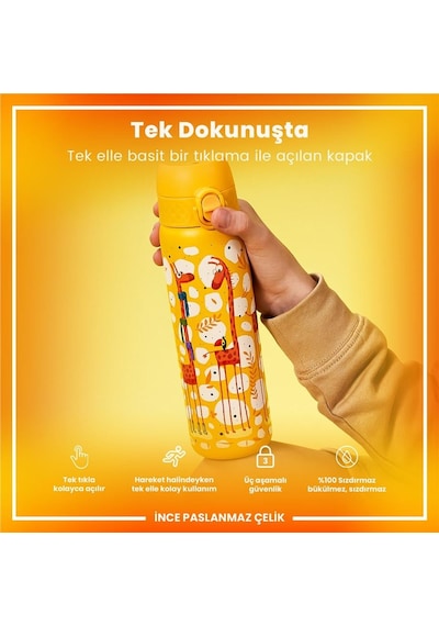 Ion8 - Paslanmaz Çelik İnce Suluk - Zürafalar - 600 Ml - Sızdırmaz Çok Renkli