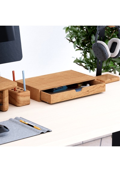 Desna Tek Katlı Tek Çekmeceli Dolap - Kiraz 34 Cm Uzunluk X 19 Cm Derinlik X 5.8 Cm Woodsaka Doğal Ahşap