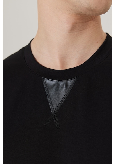 AC&Co / Altınyıldız Classics Erkek Siyah Standart Fit Normal Kesim Bisiklet Yaka Sweatshirt Siyah