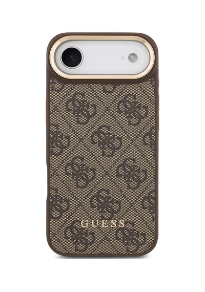 Apple Uyumlu iPhone 17 Air  Kılıf Guess Lisanslı M-safeli 4g Metal Büyük Logolu Kartlıklı Kapak Kahverengi Kahverengi