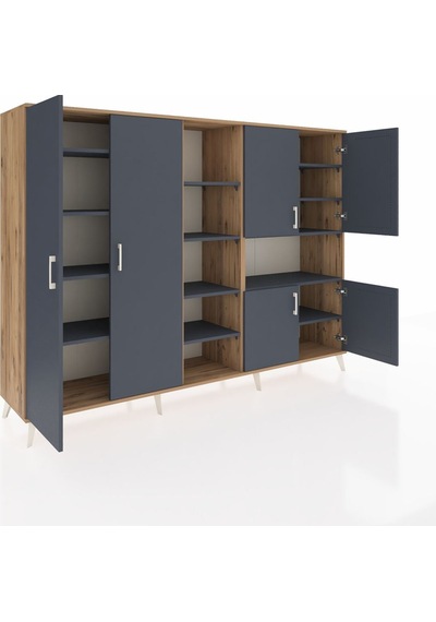 Hyperion Dolap 13 Raflı 6 Kapaklı 220x44x163 Çam-antrasit Antrasit - Atlas Çam Hyperion Dolap 13 Raflı 6 Kapaklı 220x44x163 Çam-antrasit Antrasit - Atlas Çam