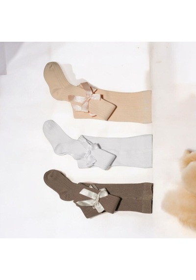 Batu Kız Bebek Ve Çocuk Fiyonklu Soft Renklerde Külotlu Çorap Seti Camel - Bej - Kiremit