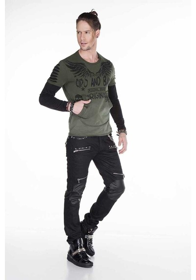 Cipo & Baxx Cl265 Slim Fit Kanat Baskılı Erkek Sweatshirt 001