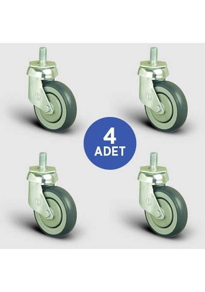 Emes ES05MBR100 Oynak Civatalı Çap:100 Kauçuk Tekerlek 4 Adet