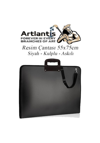 Siyah Resim Çantası Fermuarlı Kulplu 55x75 Cm 1 Adet Teknik Resim Dosya Çantası 50x70 Cm Askılı