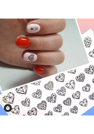 Geometri Kalpler Tırnak Stiker Tırnak Dövme Nail Aer 1021