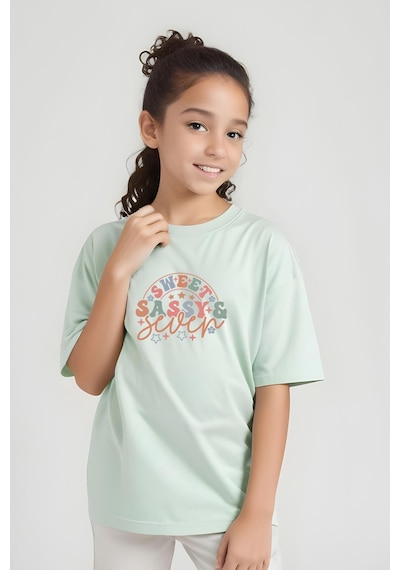 Fyk Kids Kiz Çocuk Sweat Sassy Baskili Ti Şört Mint Yeşil