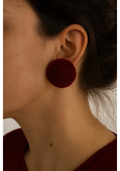 Halka Kadife Sarılı Küpe Bordo - 750373578 Bordo