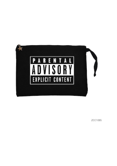 Zepplin Giyim Parental Advisory Siyah Siyah Clutch Astarlı Cüzdan / El Çantası