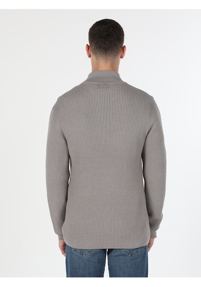 Colin's Slim Fit Dar Kesim Fermuarlı Gri Erkek Hırka CL1055784_Q1.V2_BME