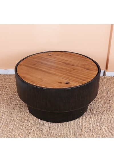 Kivona El Yapımı Teakwood Sehpa & Gizli Saklama 40x76 Cm Siyah-kahverengi