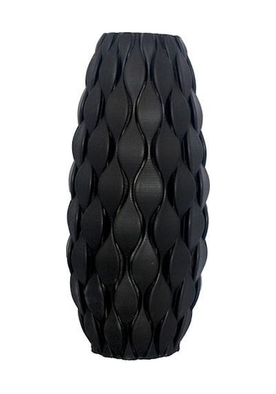Elıptıcal Buyuk Sıyah 3d Vazo 20x20x42 Cm Siyah