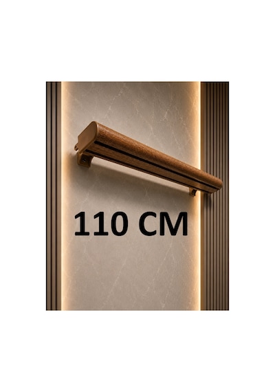 Meşe Dekoratif Ray 2 Kanallı Dekoratif Ahşap Desenli Metal Perde Kornişi Meşedeko110cm - 849479350 Meşedeko110cm