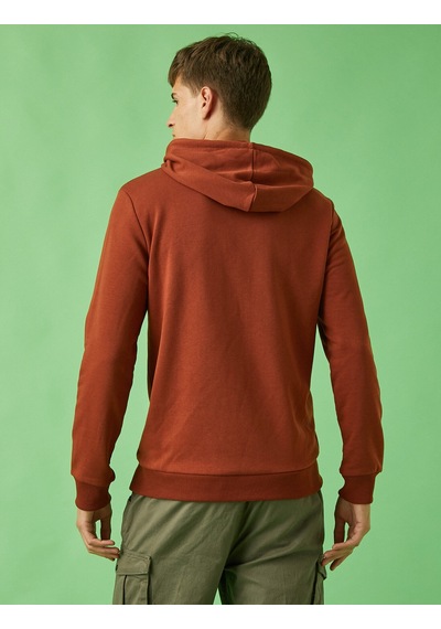 Koton Kuru Kafa İşlemeli Kapşonlu Sweatshirt Kahverengi 2kam71035mk Kahve