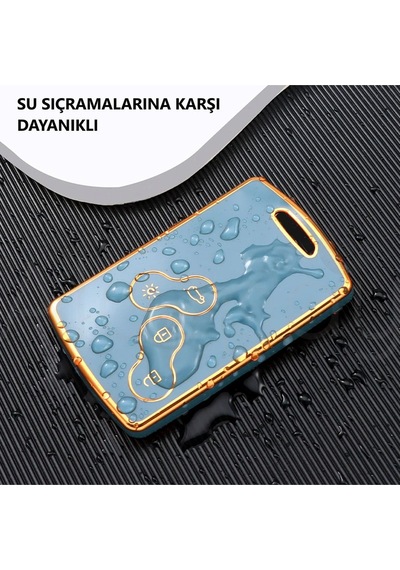 Renault Clio Megane Captur Koleos Fluence Uyumlu Laguna Anahtar Kılıfı Mavi Gold - 1 Adet