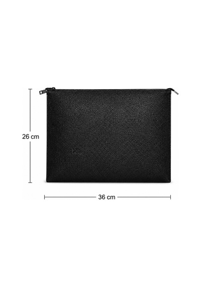 Zipcase 36x26 Cm Kalın Suni Deri Çift Dikişli Fermuarlı Laptop Ve Evrak Çantası Siyah Siyah