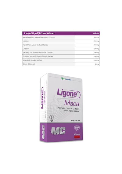 Ligone Maca Hayıt 60 Kapsül Maca Ekstresi Hayıt Ekstresi L Arjinin Çinko Ve Vitamin C İçeren