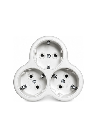 Golyat, Üçlü Topraklı Priz Çoğaltıcı Adaptör, Schuko Tipi,üçlü Papatya,16a 250v, Beyaz 0