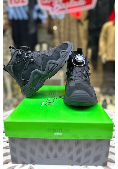 Pepino Unisex Çocuk Günlük Mevsimlik Bilek Bot Ayakkabı - Özel Bağcık Sistemi - Siyah