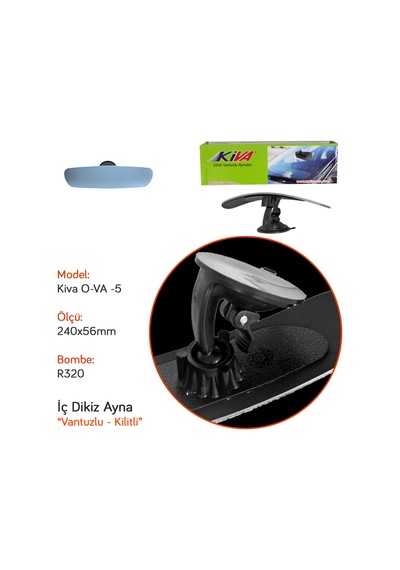 Takgör İç Dikiz Ayna Kiva O-va-5 R320 Vantuzlu Kilitli 240x56 Mm 1.502.050