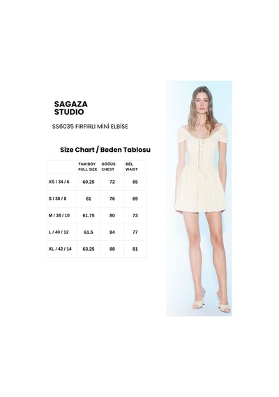 Sagaza Studio Ss6035 Kalın Askılı Korse Detaylı Mini Elbise Sarı Cızgı