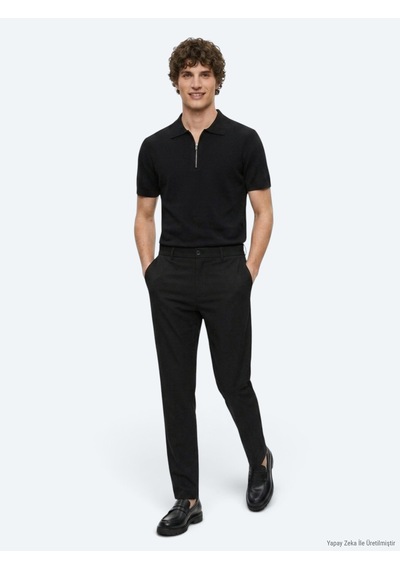 Kip Siyah Dokuma Jogging Fit Casual Pantolon Siyah --