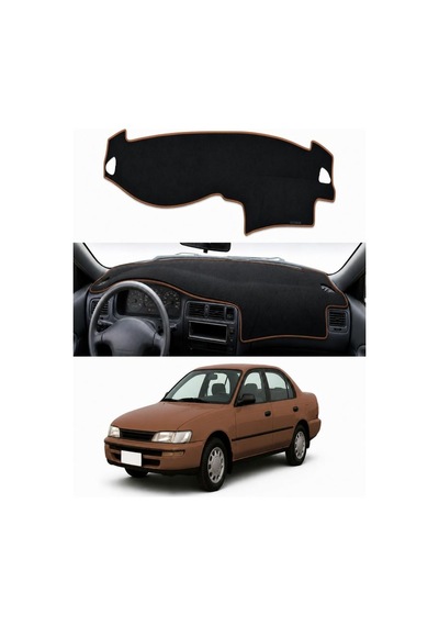 Toyota - Corolla E100 1991-1997 Uyumlu Torpido Koruma Kılıfı - Kahverengi Şeritli