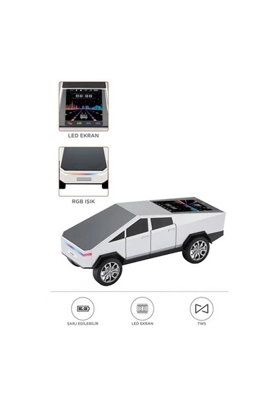 Just Cheap Store D68 Cyber Model Araba Tasarımlı Bluetooth Hoparlör 15w Güçlü Ses Rgb Led /tws/usb Beyaz