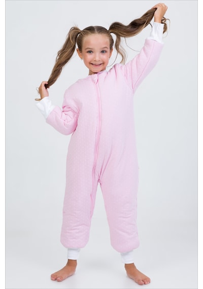 Cantoy Kalın Elyaf Dolgulu Premium Kalite 2.5 Tog Desenli Unisex Çocuk Uyku Tulumu Şeker Pembe