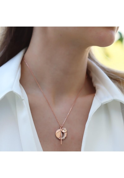 Ay Modeli Rose Gold Kaplama Gümüş Kolye Gümüş