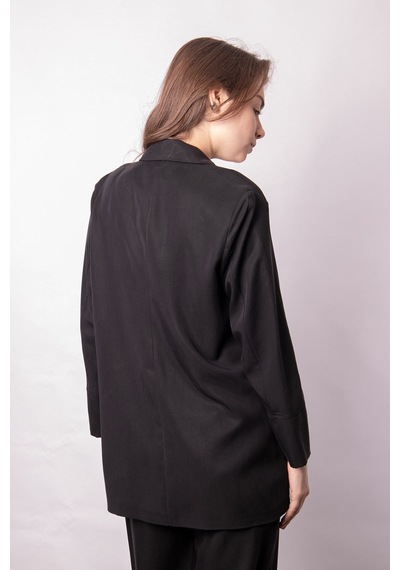 Kadın Baharlık Kumaş Rahat Kesim Yakalı Cepli Kolu Katlamalı Boyfriend Blazer Ceket-siyah Siyah Kadın Baharlık Kumaş Rahat Kesim Yakalı Cepli Kolu Katlamalı Boyfriend Blazer Ceket-siyah Siyah