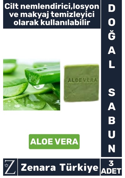 Bitkisel Organik Doğal Saç Yüz Vücut El Kullanım Cilt Nemlendirici Losyon Sabun Aloe Vera 3 Adet