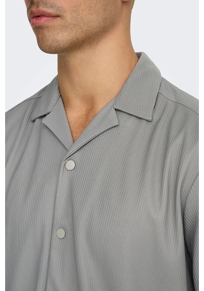 Only & Sons Erkek Onskarı Rahat Kesim Kısa Kollu Çıt Çıt Düğmeli Gömlek 22032560 Gri Gri