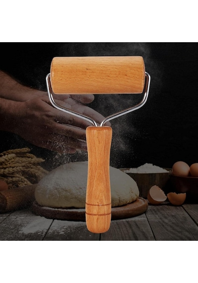 Pratik Ahşap Saplı Rulo Pizza Börek Hamur Açma Açıcı Merdane Pürüzsüz Oklava Silindir El Merdanesi