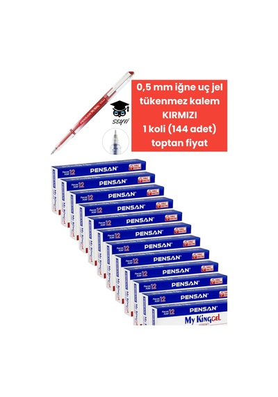 My-king 0,5 Mm İğne Uç Jel Tükenmez Kalem 1 Koli 144 Adet Toptan Fiyat Pensan Çok Renkli