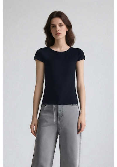 DeFacto Coool Fitted Basic Düz Ribana Kısa Kollu Tişört F4609AXNSNV248 DeFacto Coool Fitted Basic Düz Ribana Kısa Kollu Tişört F4609AXNSNV248
