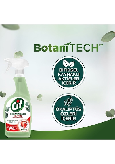 Cif Dezenfektan Sprey Doğanın Gücü Üstün Hijyen Sağlar 750 Ml 3Adet