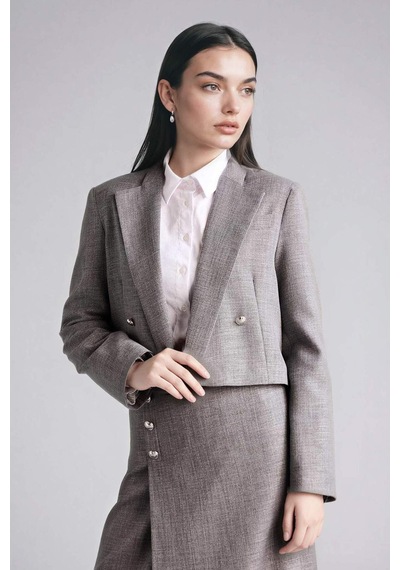 Defacto Boxy Fıt Ceket Yaka Blazer Ceket G8903ax26spgr394 Gri-gr394
