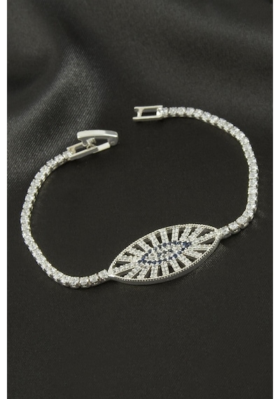 Oval Zirkon Taşlı Çocuk Bileklik 16 Cm Gümüş 08080513