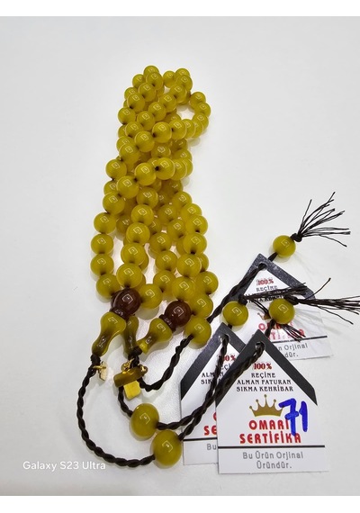 Omari İmzalı Sertifikalı Alman Faturan Sıkma Kehribar Tesbih 11x1 40302610