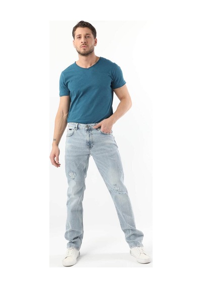 Banny Jeans Erkek Dizi Yırtık Jean Pantolon Açık Mavi 31