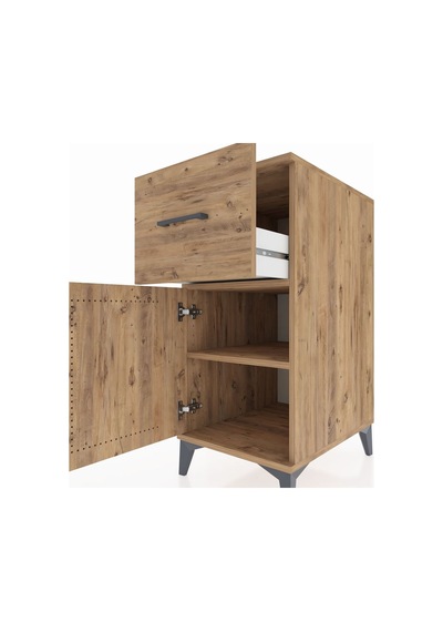 Kronos Komodin Tek Raflı Tek Çekmeceli Tek Kapaklı 44x59x96 Çam-çam Atlas Çam