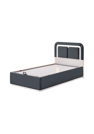 Demonte Baza Seti, Nox Ledli Tek Kişilik Baza Başlık Seti - İkili Set, Antrasit -100x200 Cm 100 x 200