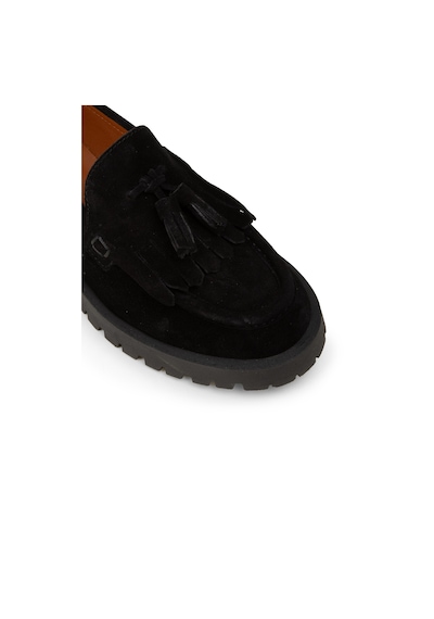 Deery Kadın Hakiki Süet Siyah Püsküllü Loafer - 02033zsyhc01 Siyah