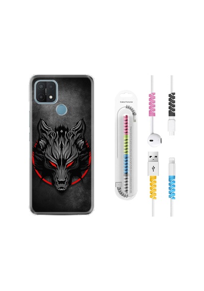 Oppo A15S Kılıf Kablo Koruyuculu Dark Wolf 1813