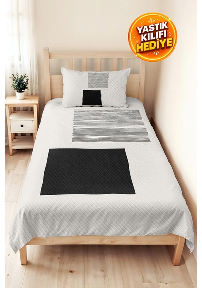 Siyah Geometrik Genç Odası Tek Kişilik Pike Takımı - Modern Çizgili 160x220 Cm Kapitone Yatak Örtüsü Kremamsı Patika Dokunuşu Siyah Geometrik Genç Odası Tek Kişilik Pike Takımı - Modern Çizgili 160x220 Cm Kapitone Yatak Örtüsü Kremamsı Patika Dokunuşu