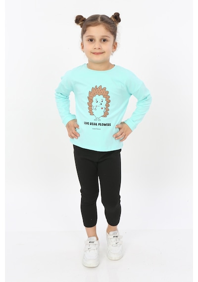 Toontoy Kids Toontoy Kız Çocuk Kirpi Baskılı Tişört Mint Yeşili