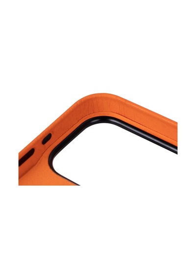Bloomcase Premium Mono Pebble Orange Apple iPhone Uyumlu 17 Pro Max / 18 Pro Max 6.9" Hakiki Deri Magsafe Kılıf Turuncu