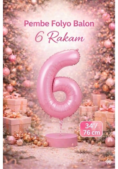 5 Rakam Folyo Balon Pembe Renk 76cm Pembe