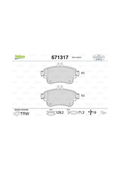 Mercedes A200 W176 On Fren Balatasi 2012-2018 Valeo 671317
